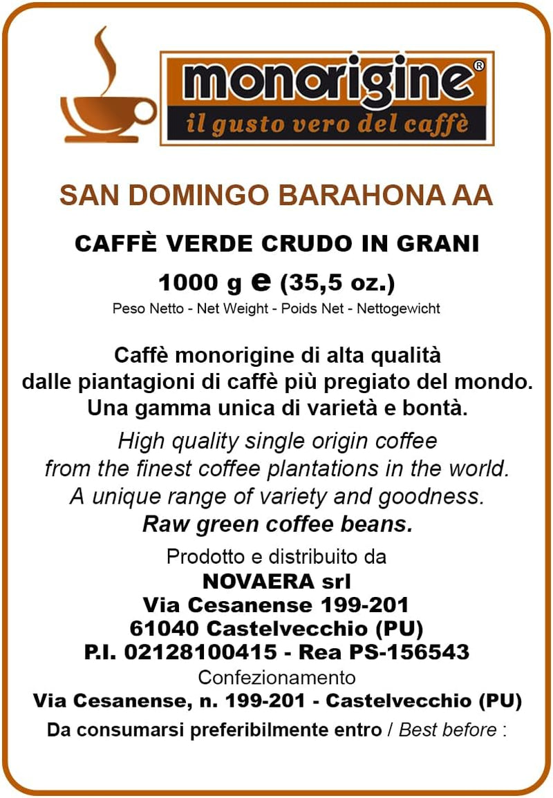 Café vert Arabica Santo Domingo Barahona AA en grains - 1 Kg