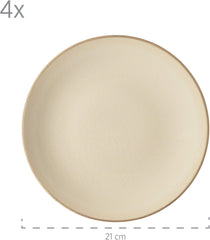 MÄSER 931736 service de table pour 4 personnes au look méditerranéen vintage, service combiné avec 16 pièces en gris sable, céramique, gris sable