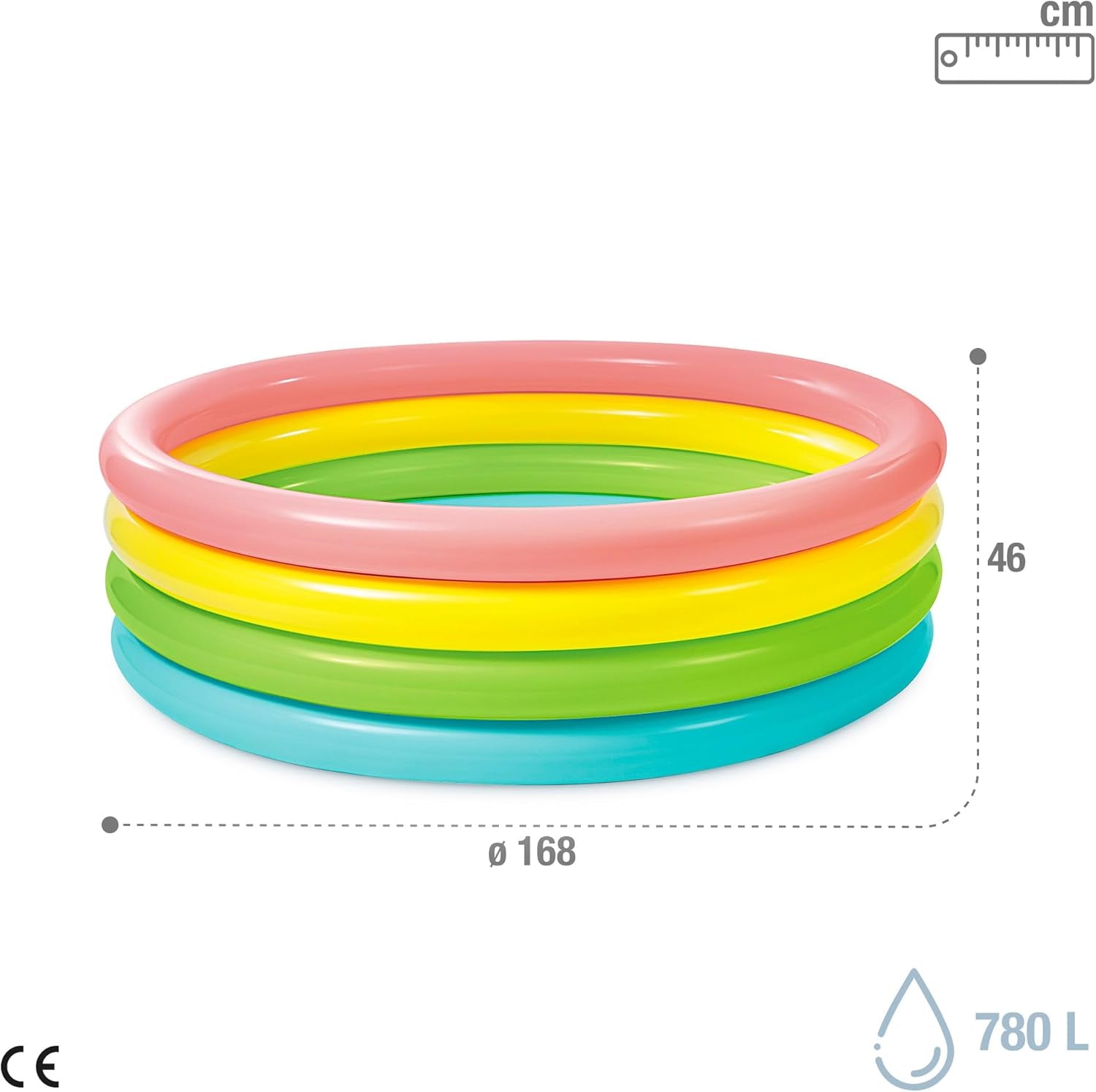 Intex 56441 NP - Piscine Gonflable Sunset Glow, Quatre Anneaux, Vinyle, Multicolore, 168x46 cm