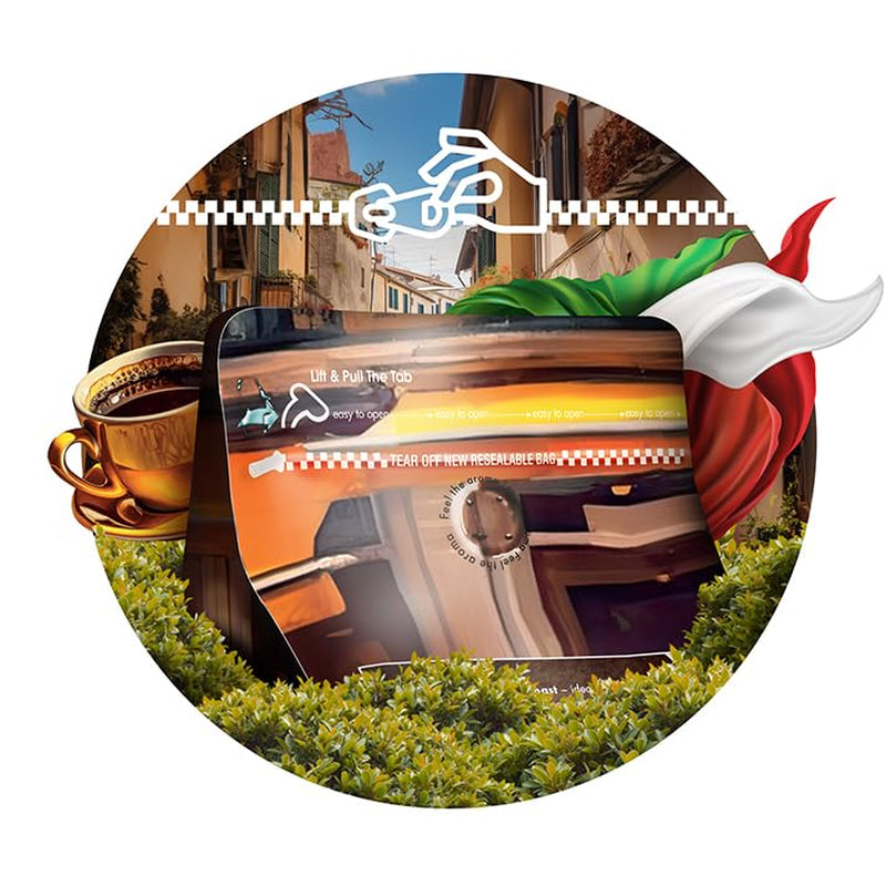 Café en grains torréfiés Italiana Bellagio 1kg | 80% Arabica et 20% Robusta | avec des notes de noix et de chocolat noir | fraîchement torréfié, faible acidité | pour machines à café | Café Orque Bleu