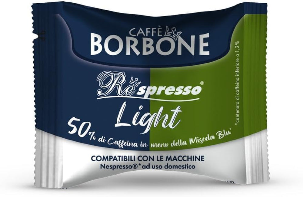 Caffè Borbone Respresso, Mélange de café léger, 50% Weniger Kaffein als die Blue Mishung - 50 Kapseln - Compatible avec Nespresso®* Haushalts-Espressomaschinen