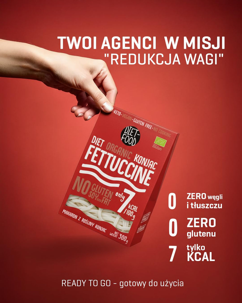 Fettuccine Konjac Noodles Bio Shirataki Diet-Food - 300g, faible en glucides, sans sucre, céto, végétalien, faible en calories, sans gluten et sans œufs, à base de farine de Konjac