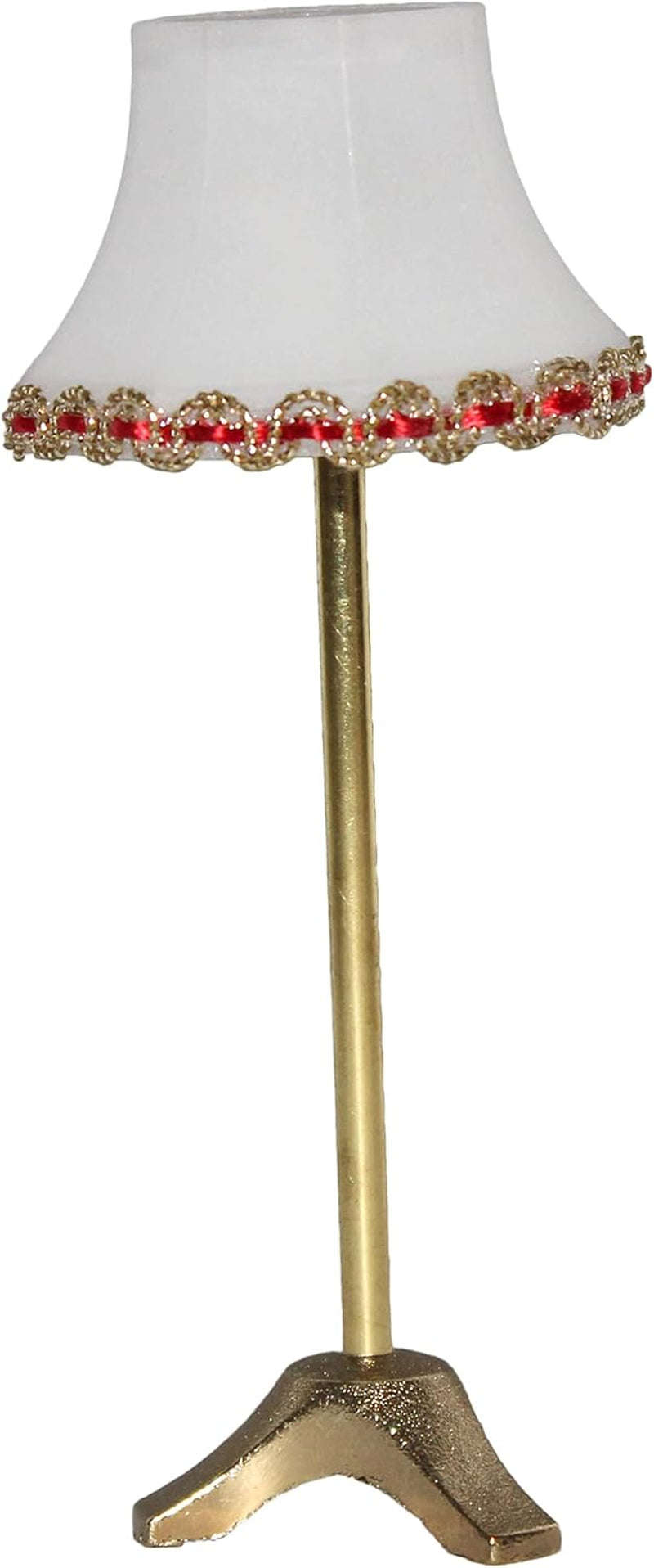 19211 - Miniature - LED - Lampadaire avec abat-jour en plastique et pied en métal, finition dorée, hauteur 110 mm