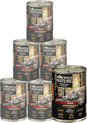 Dehner Wild Nature Katzenfutter Unterholz, Nassfutter getreidefrei / zuckerfrei, pour d'autres Katzen, Wildschwein, 6 x 400 g Dose, (2,4 kg)