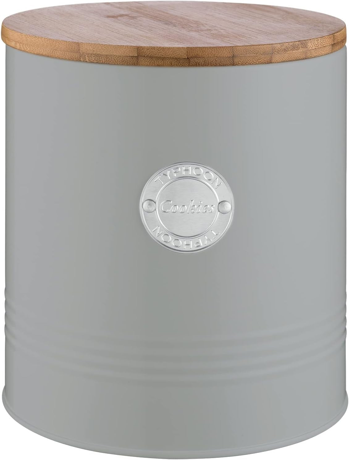 Collection LIVING, pot à biscuits avec couvercle | gris pastel | Boîte de rangement pour biscuits de 3,4 L | pot à biscuits en acier avec couvercle | Pots de stockage hermétiques en bambou avec couvercles, boîtes de stockage des aliments, magasin Naty, titre par défaut