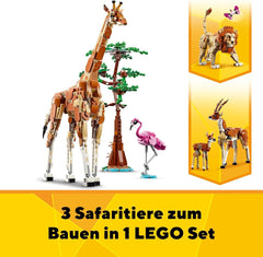 LEGO Creator 3In1 Animal Safari, set créatif avec figurines d'animaux, 3 options de construction : girafe, gazelle et lion jouets, animaux jouets pour filles et garçons, cadeau naturel pour les enfants à partir de 9 ans 31150 Jeux de construction Beuche den LEGO-Store
