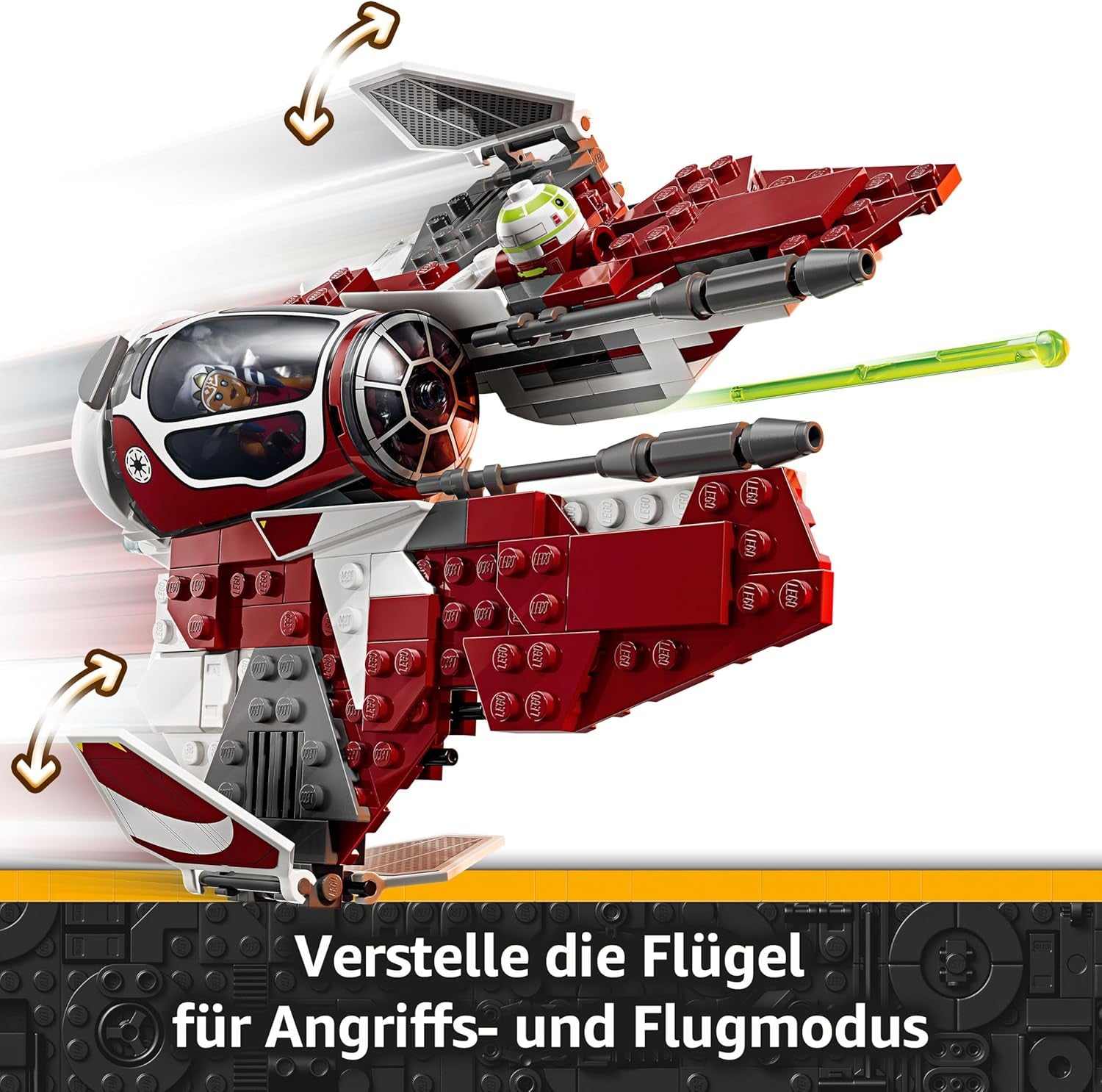 LEGO Star Wars 75401 Ahsokas Jedi Interceptor, modèle de modèle pour les fans de The Clone Wars, figurines Ahsoka Tano et Anakin Skywalker, avec lumière et R7-A7, pour jeunes et filles à partir de 8 ans