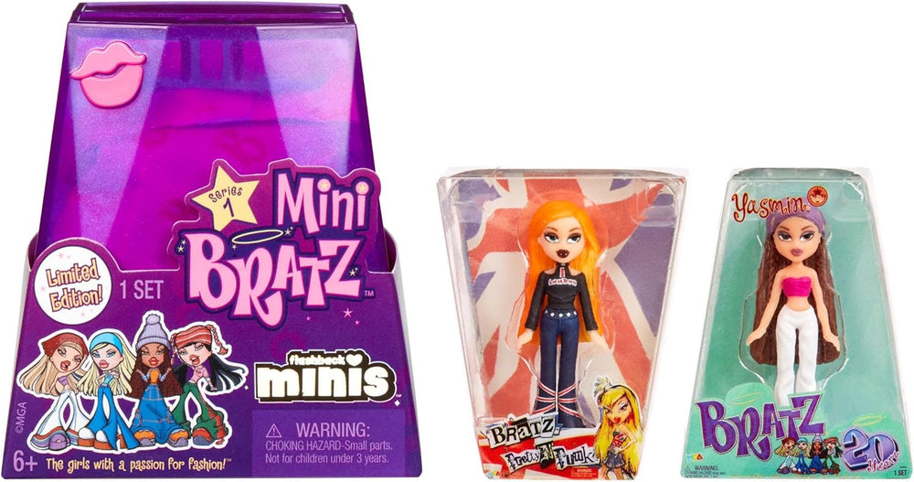 Poupées Bratz Miniverse MGA's Y2K Nostalgia Flashback Minis en édition limitée – PACK SURPRISE – 2 mini poupées Bratz et vitrine – Excellent cadeau pour les enfants et les collectionneurs de 6 ans et plus