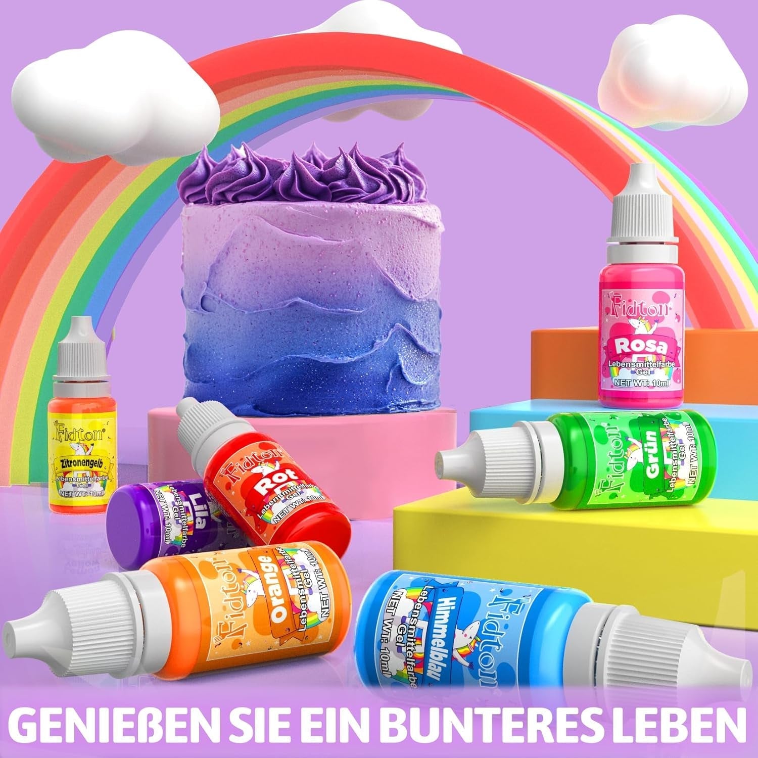 Colorant alimentaire en gel - Fidton 7 couleurs colorant alimentaire hautement concentré, décorations de gâteaux fondants comestibles, colorant alimentaire pour œufs, beignets, macarons - 10 ml