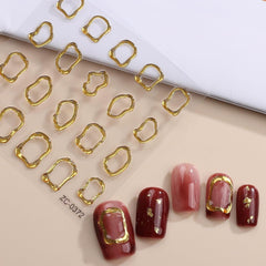 JMEOWIO 6 Blatt 3D Nagelsticker Goldene Unregelmäßige Geometrische Nail Art Sticker Selbstklebend Nagelaufkleber 5D Stereoskopisch Dekoration Nageldesign Zubehör