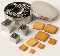 Boîte à biscuits en acier, carrée, 6 pièces, 200 g