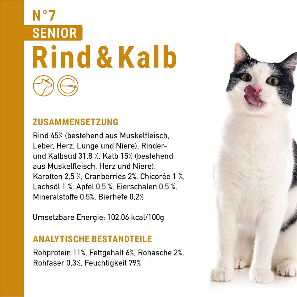 catz finefood Senior Collection Katzenfutter nass - Premium Nassfutter für Ihre Senior Katze - getreidefree, ohne Zucker, hoher Fleischanteil, Vitamine & Mineralien (6 x 200g Dose)