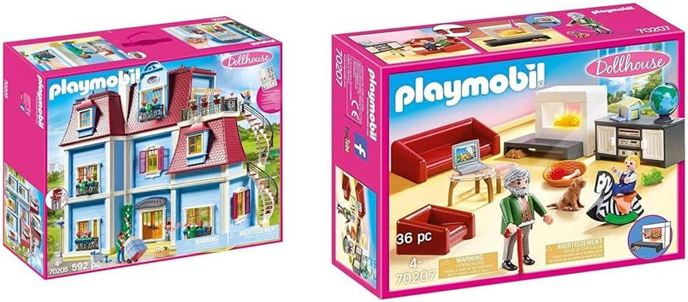 70205 My Big Dollhouse avec cloche fonctionnelle, à partir de 4 ans et 70207 Salon confortable avec maison de poupée à effet de lumière, à partir de 4 ans