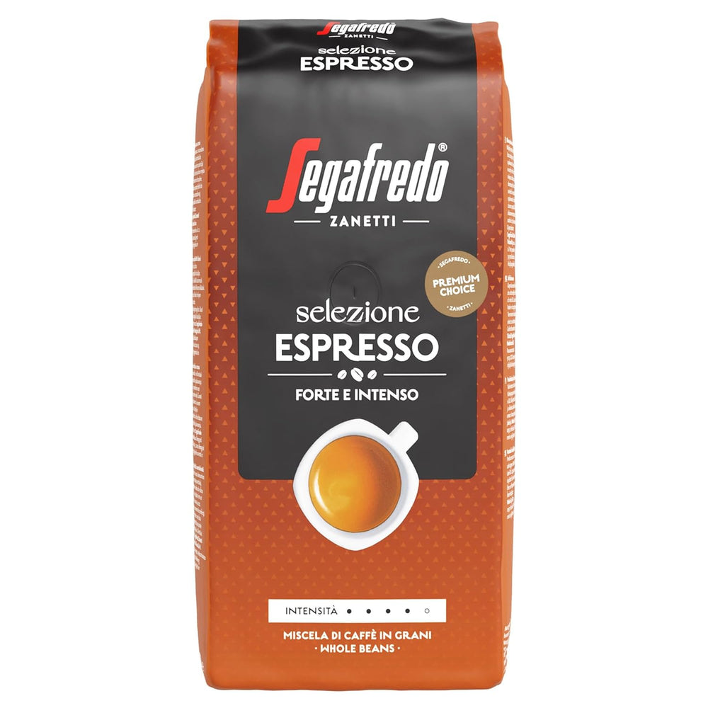 Segafredo Zanetti Selezione Espresso - Grains entiers (paquet de 1 kg) - Convient à toutes les spécialités de café italiennes - Torréfaction moyenne à foncée, saveur forte et intense