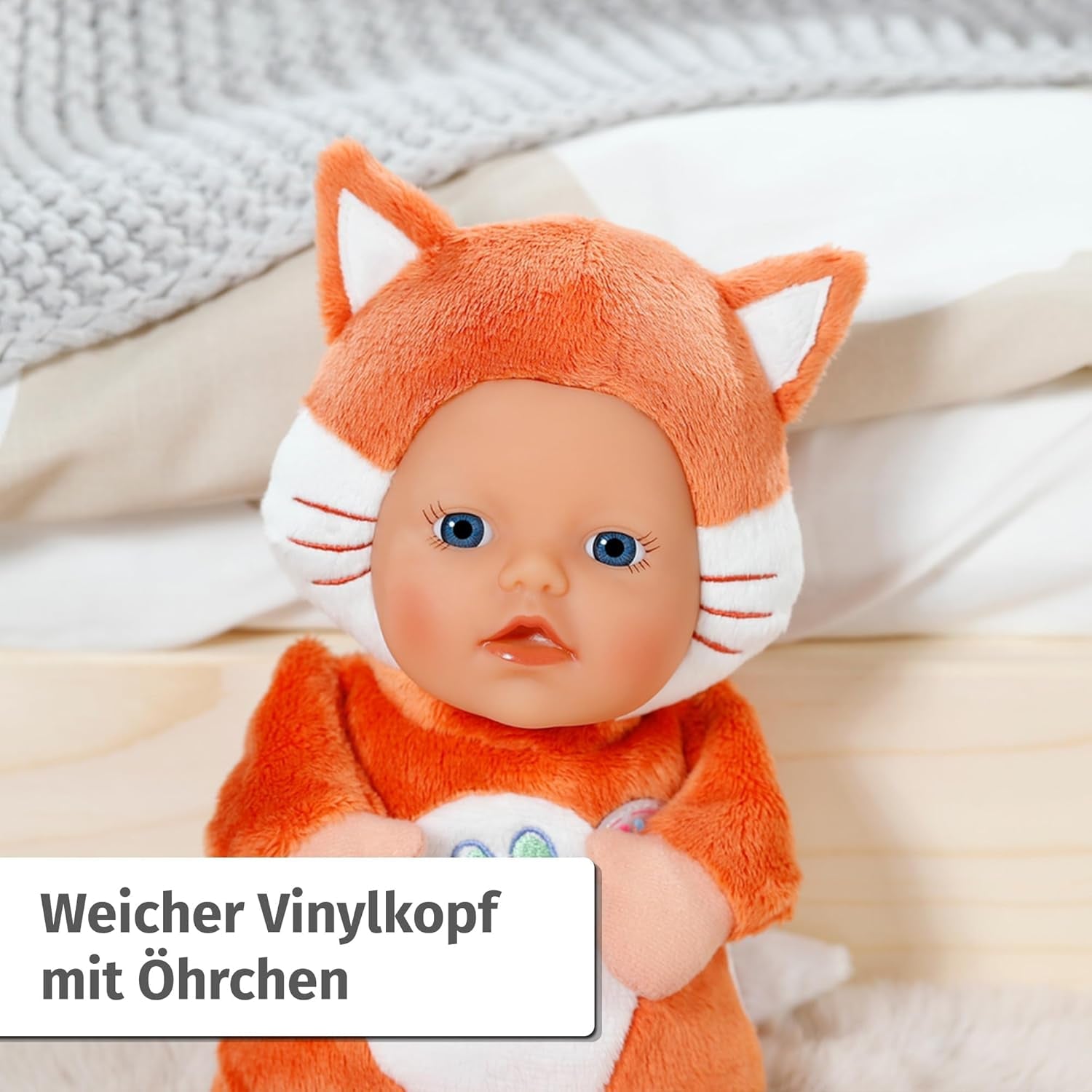 BABY Born for Babies Fuchs 26cm, weiche 26 cm Puppe mit Öhrchen und Fingertaschen, für Neugeborene, 836606 Zapf Creation