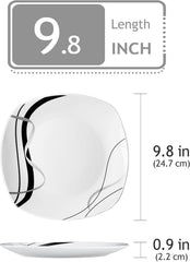 VEWEET FIONA Service d'assiettes en porcelaine pour 6 personnes, Ø 24,7 cm, comprenant des assiettes à dessert, des assiettes à pâtes, des assiettes à gâteau et des assiettes à petit-déjeuner, passe au micro-ondes et au lave-vaisselle