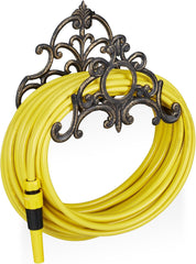 Suport furtun Relaxdays, suport de perete pentru furtun de grădină cu aspect vintage, furtun 20 m, fontă, înălțime 24x31,5x15 cm, bronz