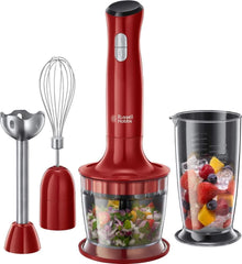 Russell Hobbs Batteur sur socle [3-en-1 : Pürierstab/Zerkleinerer, Mixer- & Schneebesenaufsatz] Desire Rot (sans BPA et Spülmaschinenfestes Zubehör, Für Smoothie, Suppen Saucen, Yaourt Babynahrung) 24700-56 Kitchen Naty Shop Rot Mittel
