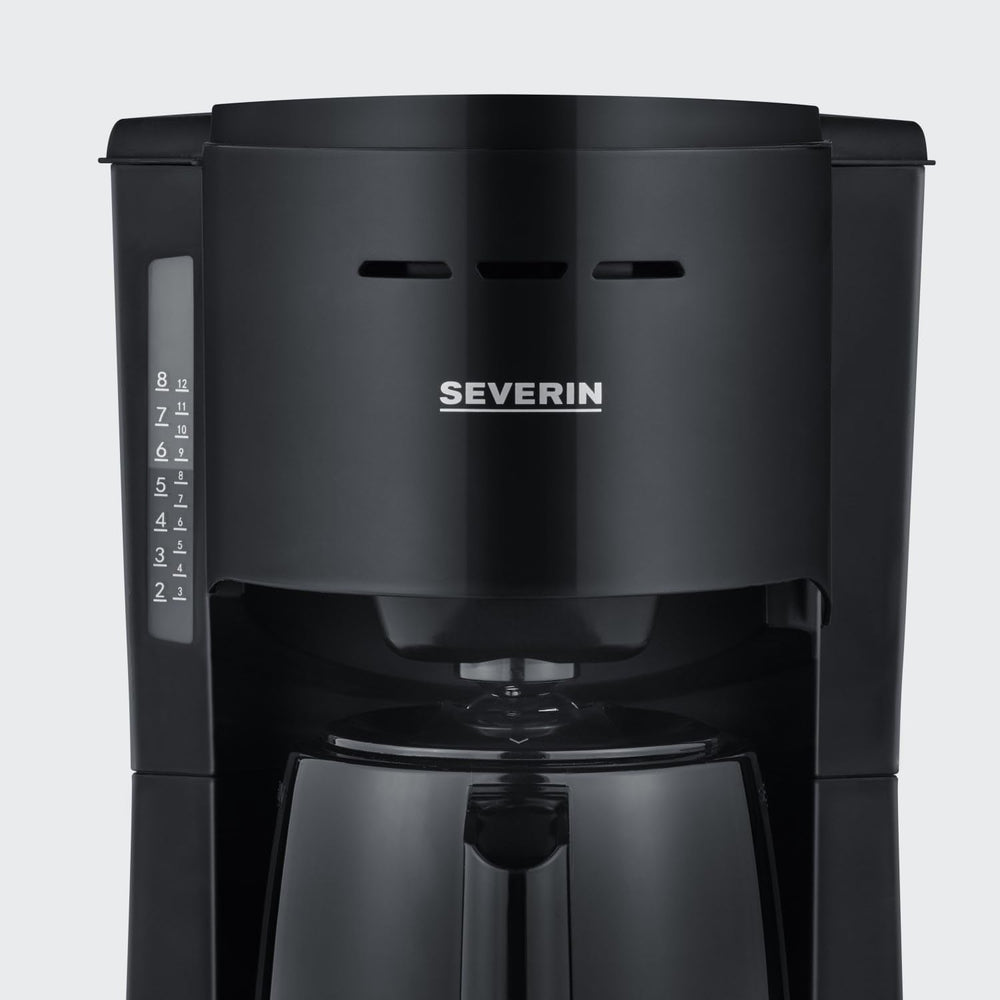 SEVERIN Cafetière à filtre avec carafe thermique, cafetière jusqu'à 8 tasses, jolie cafetière à filtre avec carafe isolée, noir, 1 litre, KA 9306