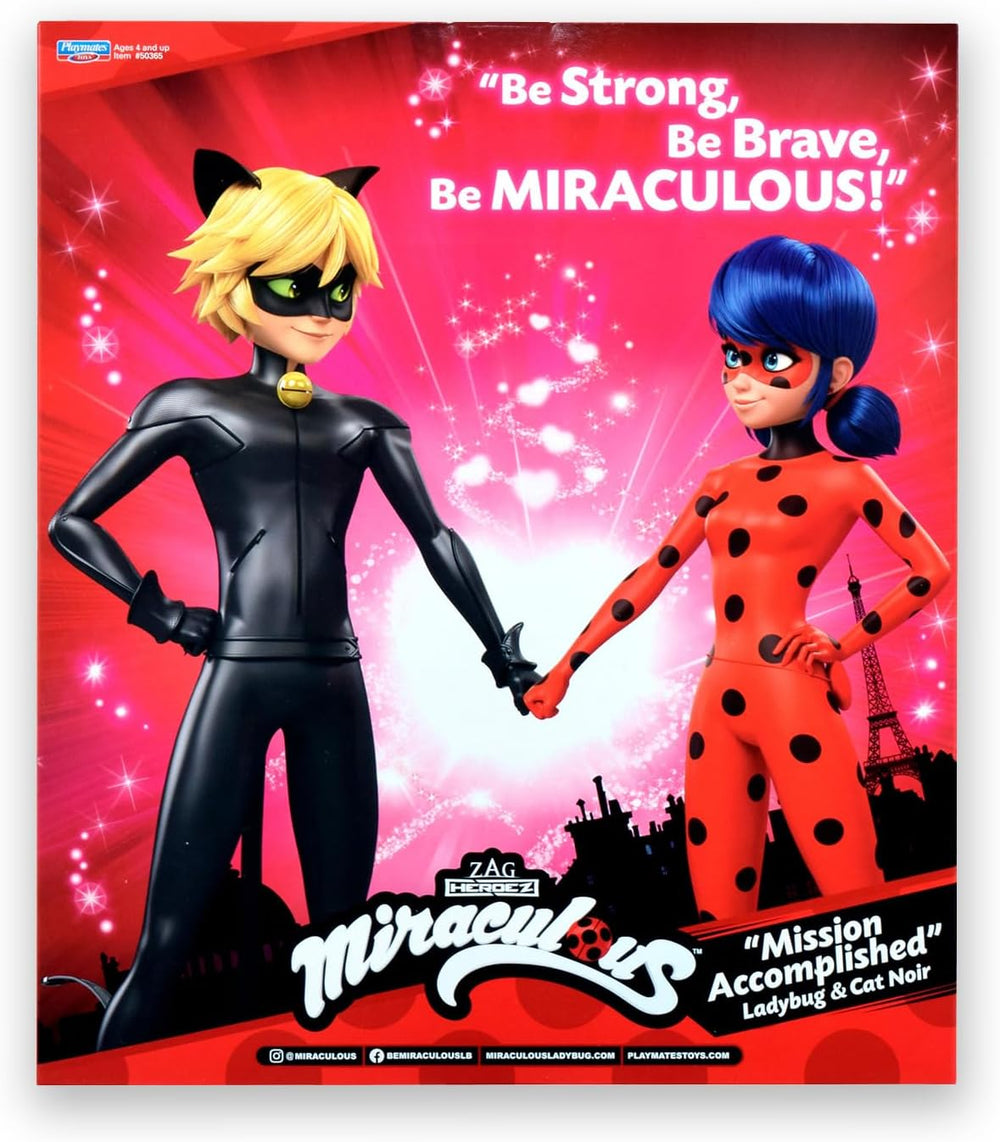 BANDAI - Miraculous Ladybug - Pack mit 2 26 cm Gelenkpuppen - Schatulle Ladybug und Cat Noir - Miraculous Spielzeug Puppe - Kinderspielzeug ab 4 Jahren - P50365
