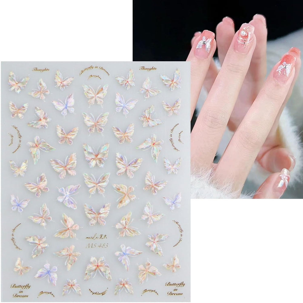 JMEOWIO Autocollant 3D pour ongles en forme de cœur pour nail art