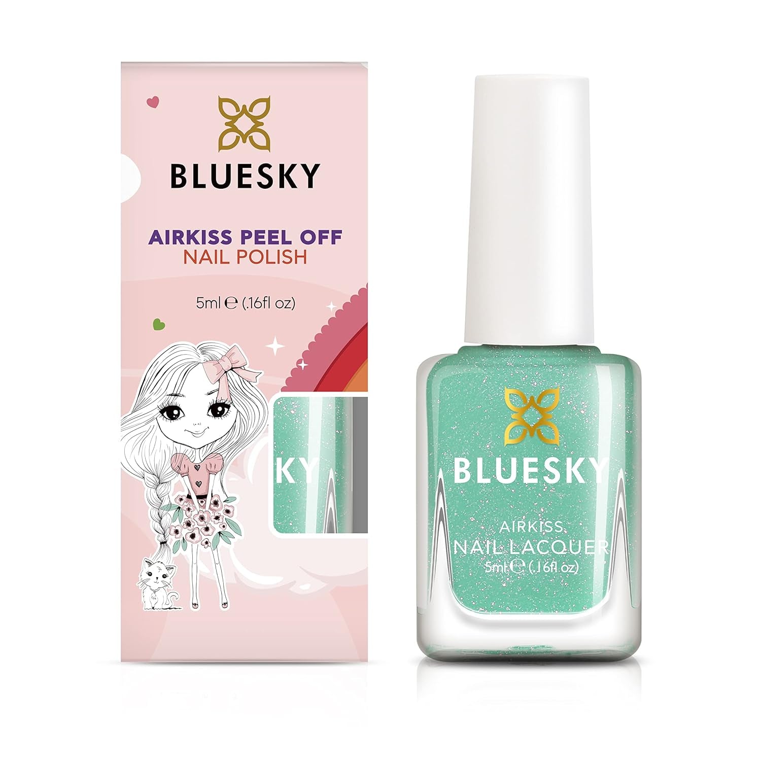 Vernis à ongles Bluesky Kids - Turquoise Splash, Vert Turquoise. Vernis à ongles facile à décoller, non toxique, à base d'eau, sans glissement, pour enfants, 5 ml