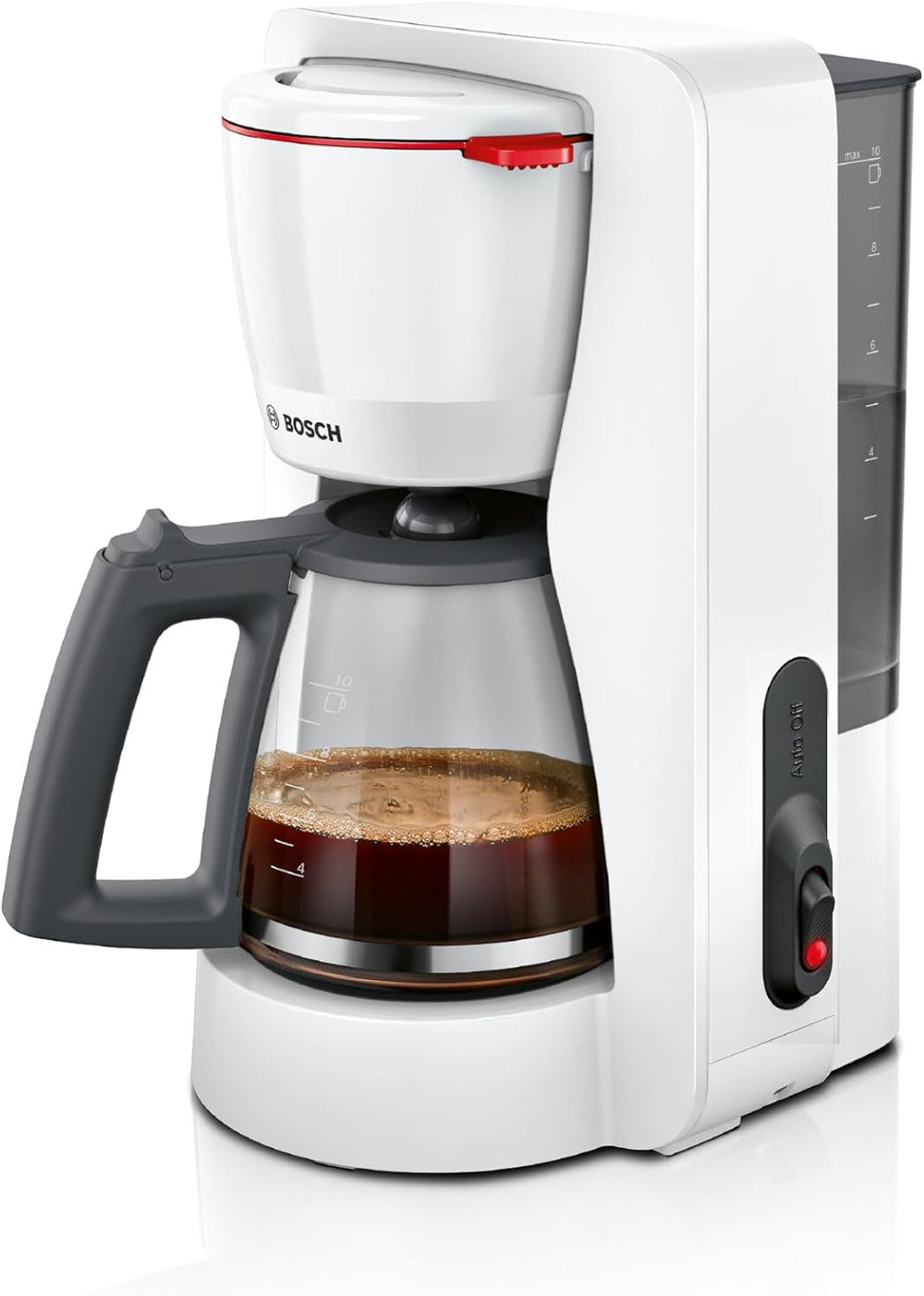 Bosch MyMoment TKA2M113 Machine à expresso à filtre, carafe en verre 1,25 L, 10-15 tasses, fonction maintien au chaud 40 minutes, système anti-goutte, porte-filtre rotatif, réservoir d'eau amovible, 1200 W, noir mat