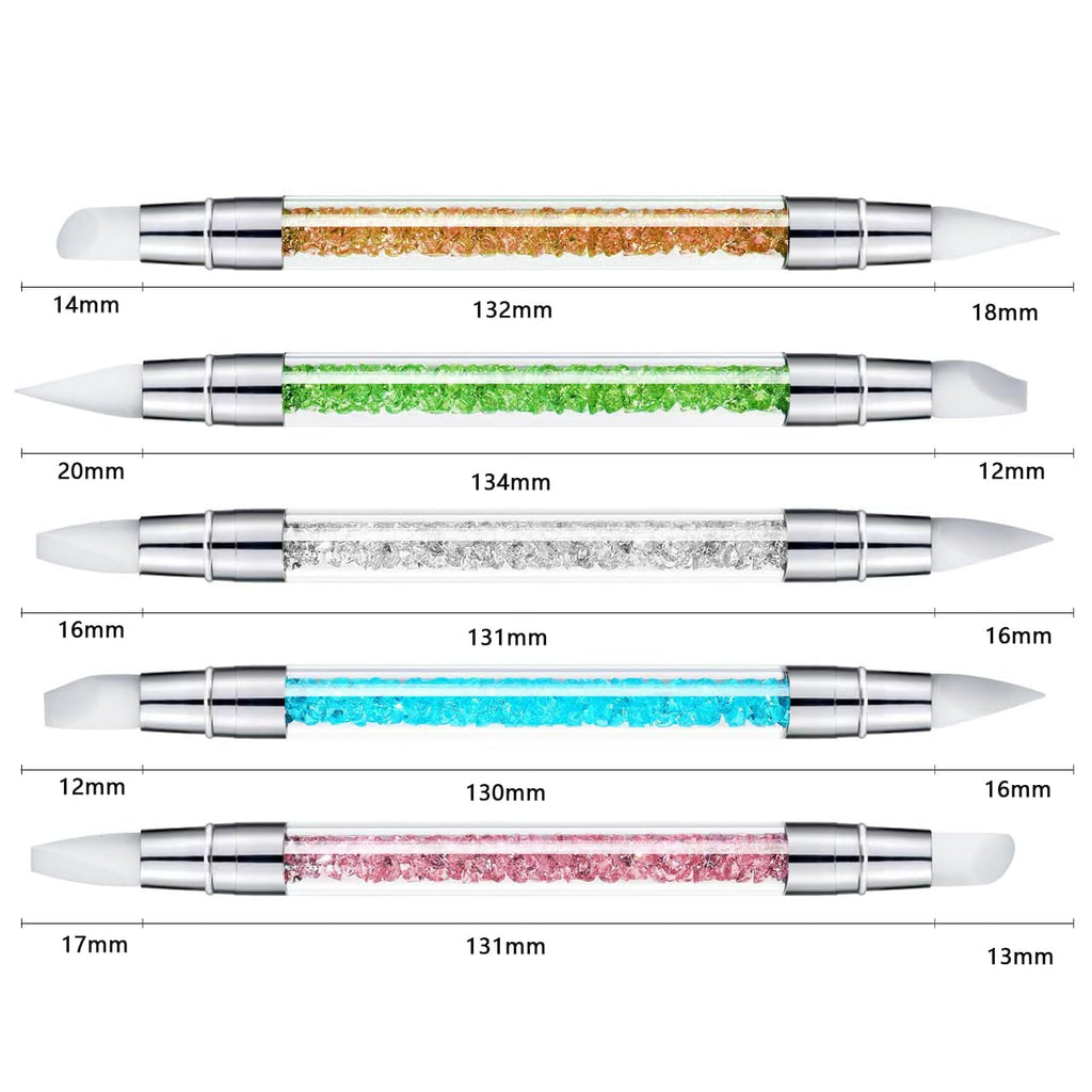 ZEOHBETY Nagelkunst-Skulpturstift, 5 Stück Doppelspitzen-Silikon-Nagelwerkzeuge Für Harz, Silikonpinsel, Acrylstift, Nagelkunst-Pinsel, Nagelfolienschnitzen, Zeichnen, Effekt, Formen, Zeichnen
