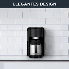 Rowenta Adagio Filter Machine à expresso, carafe thermique en acier inoxydable, garde le café chaud jusqu'à 4 heures, capacité de 10 à 15 tasses, capacité de 1,25 L, panier filtrant amovible, arrêt automatique, noir, CT3818