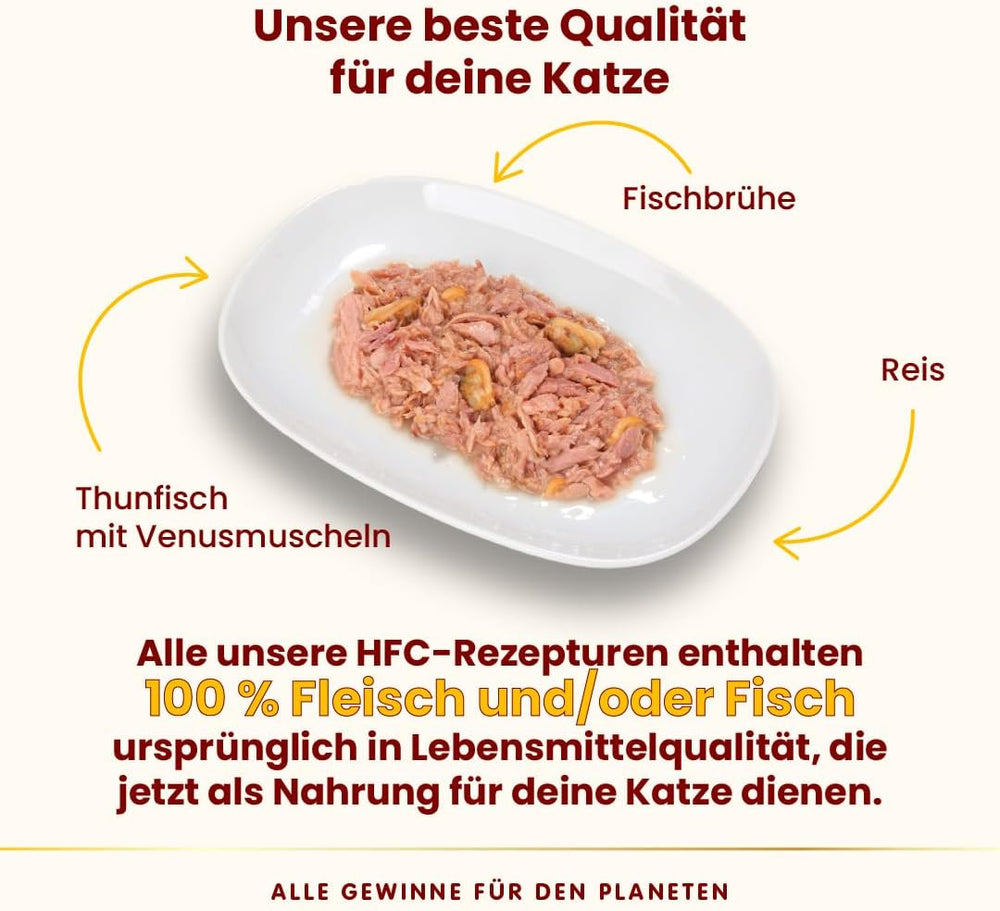 Almo Nature HFC Hrană umedă naturală pentru pisici - Ton cu scoici, pachet de 24 (24 x 70g)