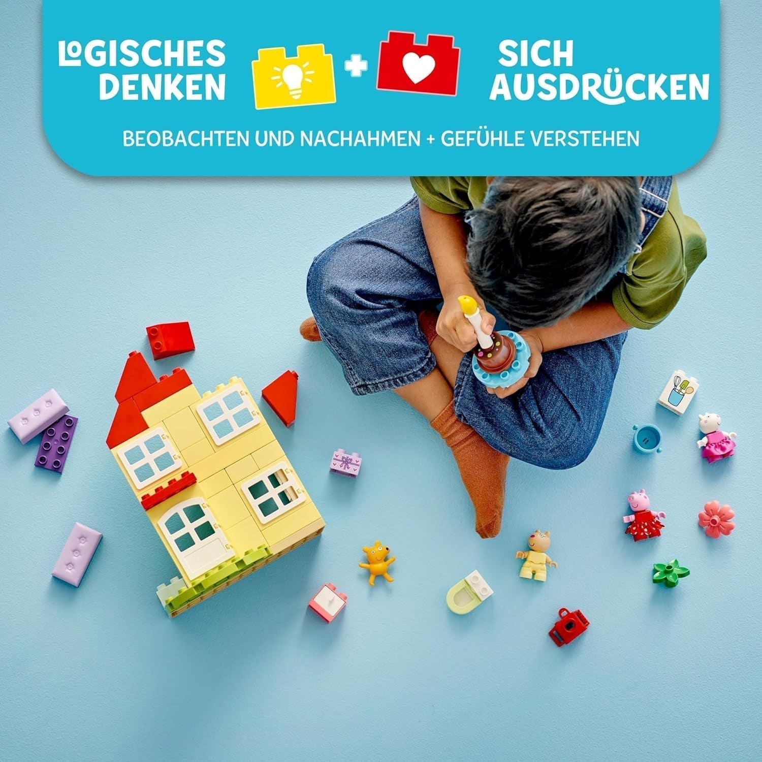 LEGO DUPLO La maison d'anniversaire de Peppa : jouet créatif à 3 figurines, construisez et reconstruisez une maison de jouets pour les enfants de 2 ans, les garçons et les filles, favorise la dextérité 10433 Jeux de construction Besuche den LEGO-Store