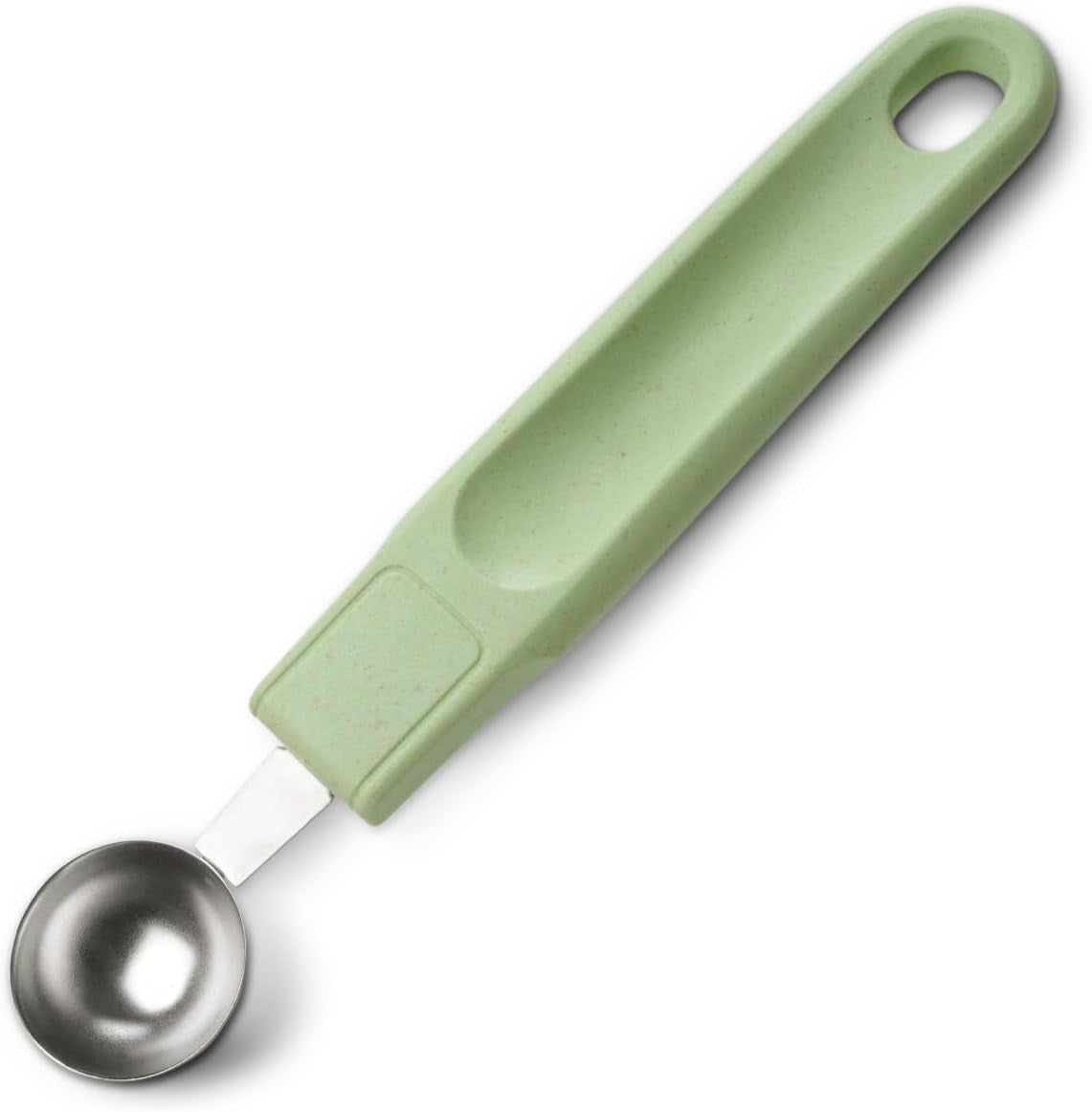 Fackelmann Ecolution Baller - Balle à fruits et à beurre en fibres de bois, bioplastique et acier inoxydable - Cuillère Paris 18 x 3 cm, vert menthe