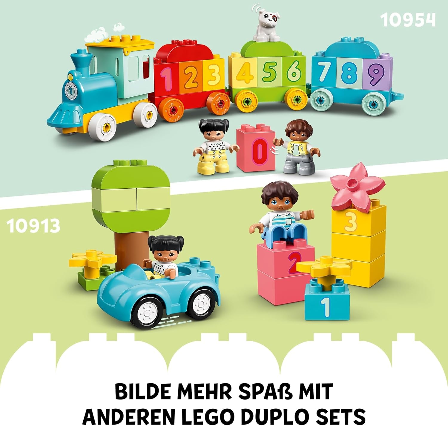 LEGO DUPLO Town ABC Truck, jeu de simulation pour petits enfants à partir de 2 ans, jeu ABC-LKW avec crochets et supports en bois, plus figurines d'un jeune et d'une fille, jeu pour enfants 10421