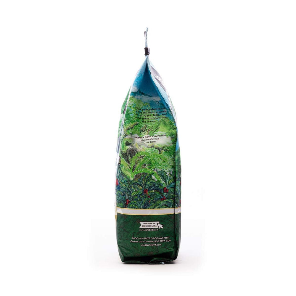 Café Britt® - Costa Rica Monteverde (340 g) (1 paquet) Café Arabica en grains entiers, casher, sans gluten, gourmet et torréfaction moyennement foncée