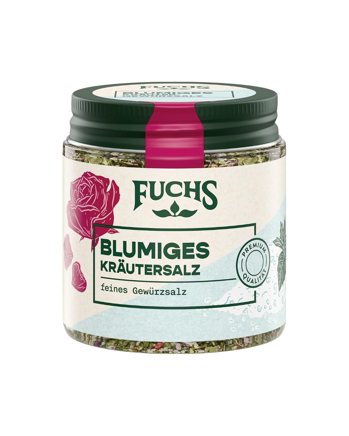 Fuchs Gewürze - Blumiges Kräutersalz | Gewürzsalz avec Rosenblütenblättern, Minze & Salz | Verfeinert Gemüse et Pasta-Gerichte | 45 g dans du wiederverschließbaren Gewürzglas