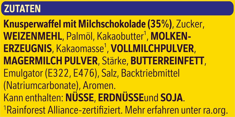 Nestlé Crunchy Waffle Délicieuse barre de gaufres au chocolat au lait Multi Pack 1 paquet (3x26g chacun)