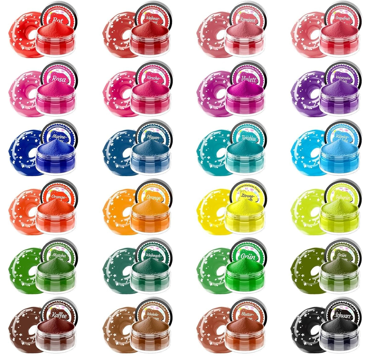 Colorant alimentaire en poudre – 24 colorants alimentaires hautement concentrés, colorants alimentaires vibrants pour gâteaux, macarons, fondants, pâtisseries, glaçages, crème au beurre, biscuits – 2 g (chacun)