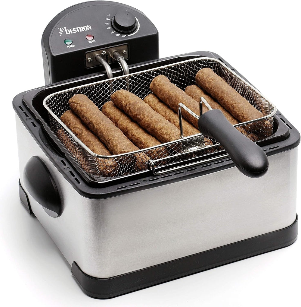 Friteuse à huile Bestron XL Avec 3 paniers à friture, Avec technologie de zone froide et réservoir d'huile amovible, 4 litres, 2000 W Électroménager Naty Shop