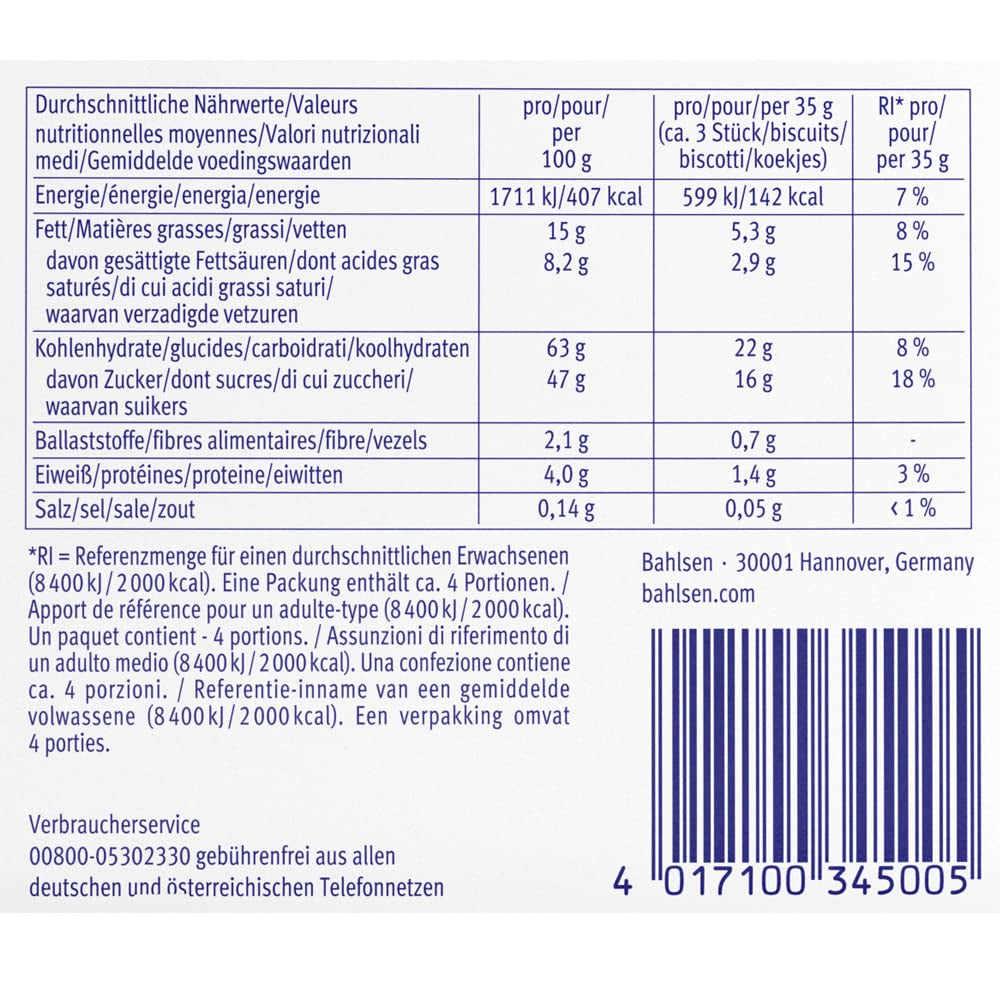 Bahlsen Messino Edelherb - Pack de 4 - Pâte moelleuse fourrée au chocolat et à l'orange Edelherb (1 x 125g)