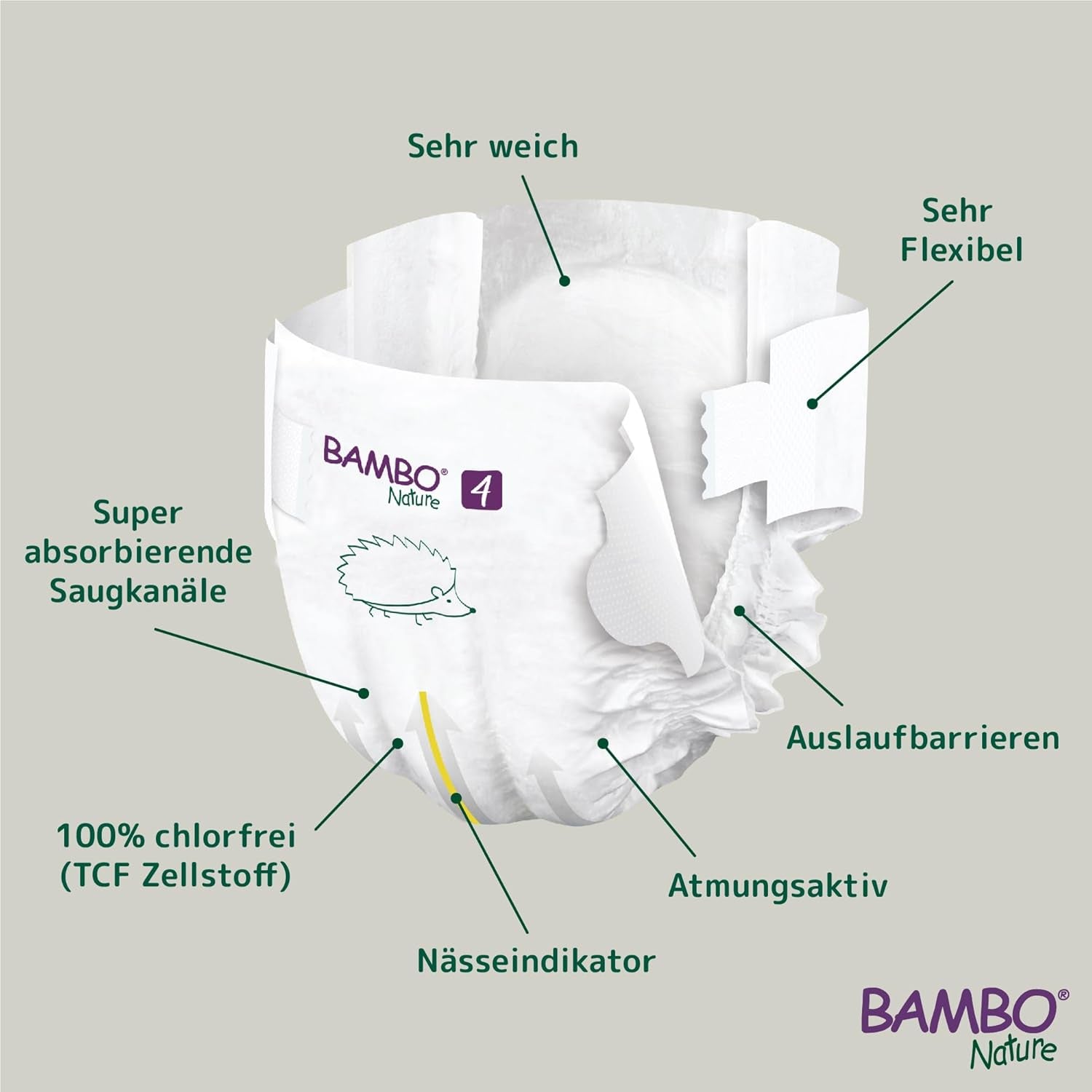 Couches bébé Bambo Nature, taille 4 (7-14 kg) - 48 pièces. Couches haut de gamme avec protection améliorée contre les fuites | Confort et liberté ultimes pour les enfants actifs | Couches testées dermatologiquement