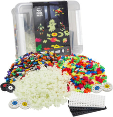 Plus-Plus 9603919 Geniales Konstruktionsspielzeug, Basic XXL Mega-Set, Glow in The Dark, Kreativ-Bausteine, 2000 pièces, à partir de 5 ans