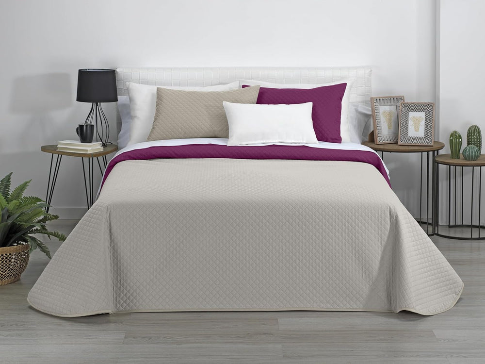 AVA | Courtepointe réversible Boutique | Pour toutes les saisons | Couleur - Gris/Fuchsia | Pour lit 140/150/160 cm. lit. (250 X 270 Cm. Ancho X Alto) | Couette matelassée Couettes et couettes Naty Shop