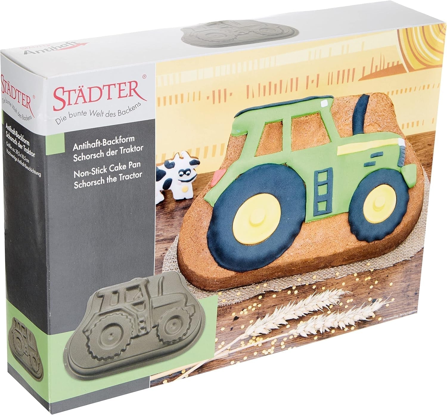 Staedter - Motivbackform Emil Der Igel - Hochwertige Antihaftbeschichtung - PFAS Frei Moules et plaques pour la pâtisserie Naty Shop Motivbackform Traktor