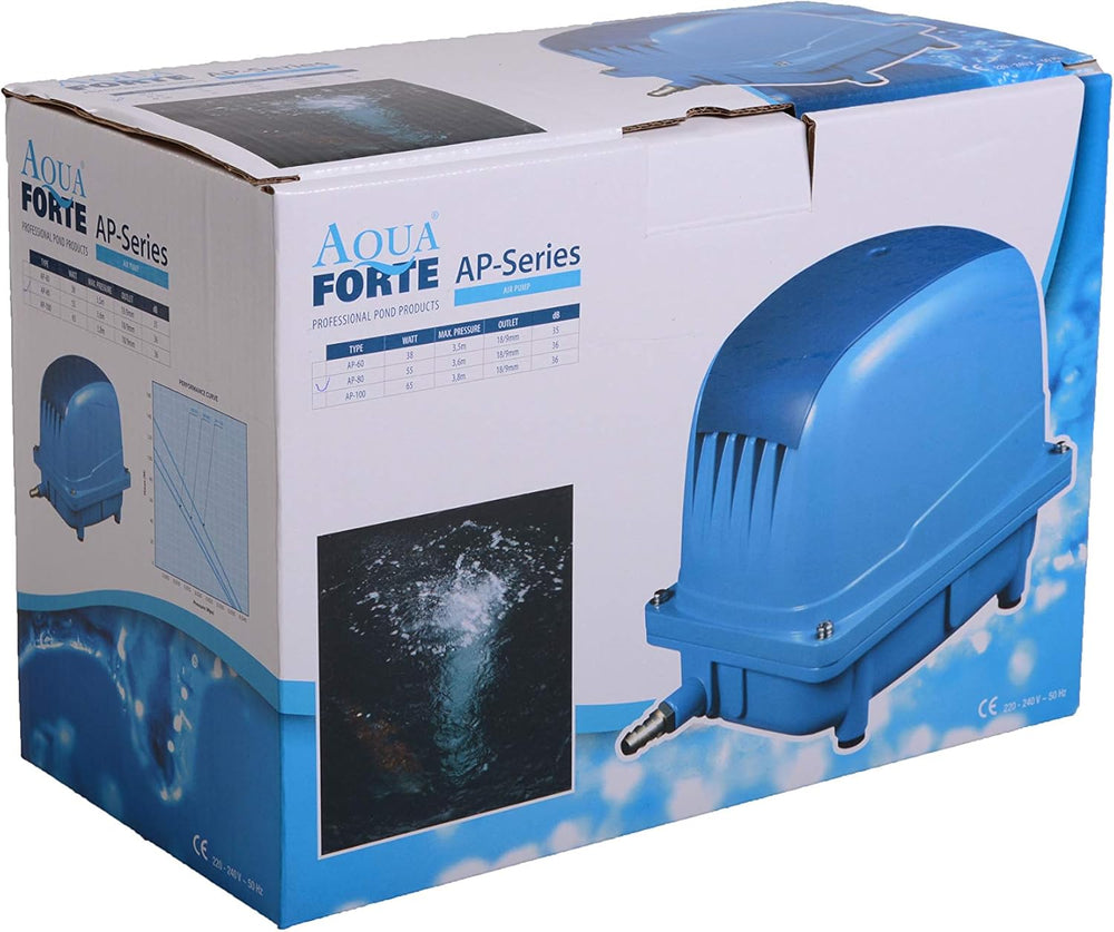 Pompe à air AquaForte AP-35 20 watts pression maximale 2,8 m convient aux piscines et étangs jusqu'à 18 m³ de poissons max. 15 000 litres, koi max. 7 500 litres, 2,7 kg, sortie 16,5 mm