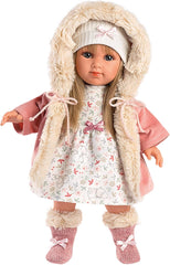 Llorens 1053541 Elena cheveux blonds yeux bleus poupée au corps doux comprenant une tenue de mode avec un manteau à capuche 35 cm