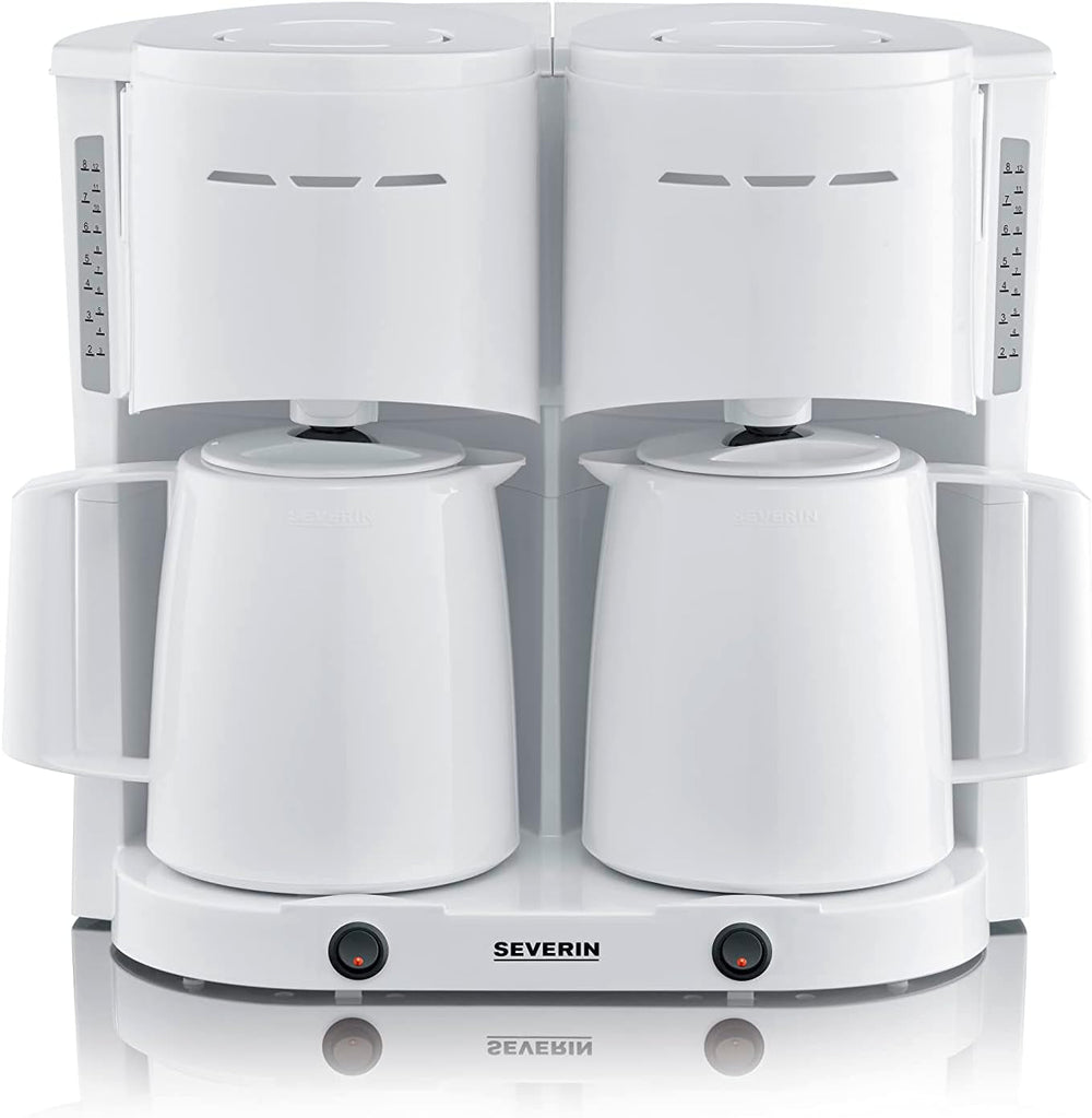 SEVERIN Machine à café filtre Duo avec carafe thermique, machine à café jusqu'à 16 tasses, jolie machine à filtre avec 2 carafes isothermes, noir, KA 9315