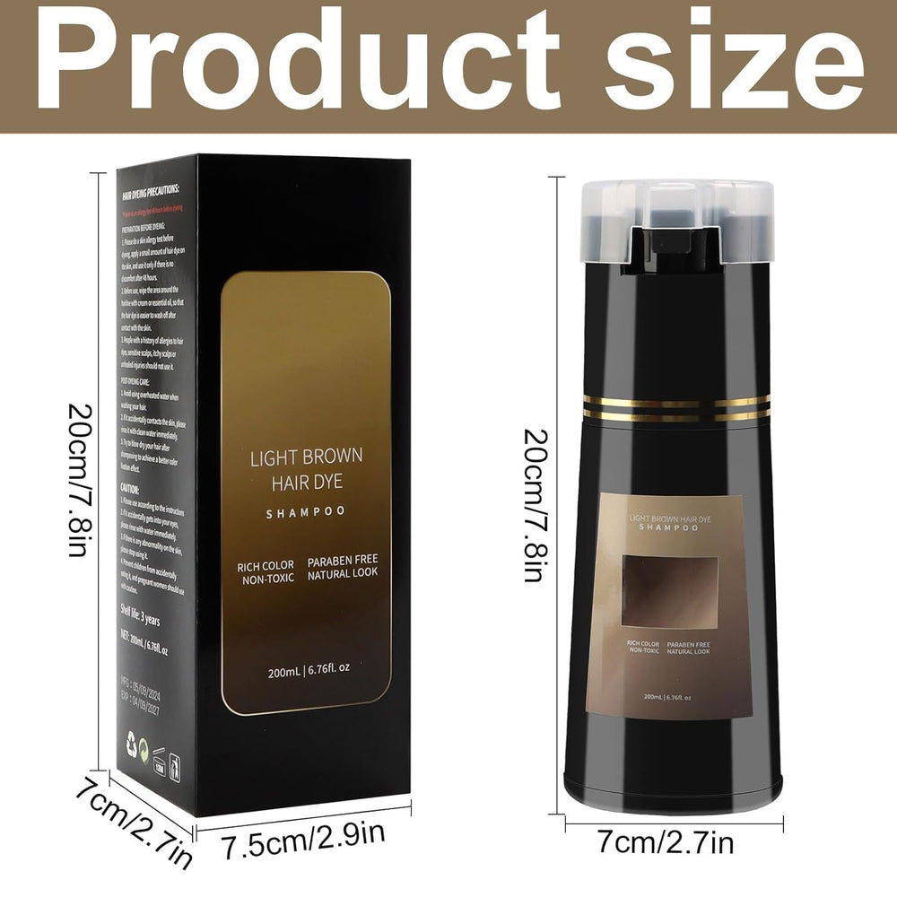 Shampoing pour coloration de cheveux, shampoing pour coloration instantanée 3 en 1, shampoing pour coloration instantanée des cheveux, shampoing pour coloration de cheveux noirs, shampoing pour coloration de cheveux (brun clair) Naty Shop Hair Dye