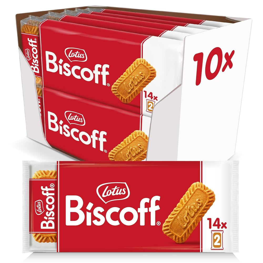 Biscoff Lotus | Biscuits Caramélisés | Biscuits emballés individuellement en paquet de 2 | Uniquement des ingrédients naturels | Végétaliens | Aucune couleur ou saveur ajoutée | 10x (14x2) | 2,17kg