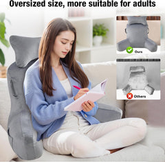 Pernă de citit pentru adulți în pat, 90x80cm (LxÎ) Spătar extra mare pentru citit cu suport detașabil pentru gât și braț de susținere, pernă de citit confortabilă pentru pat, canapea sau spătar pe podea