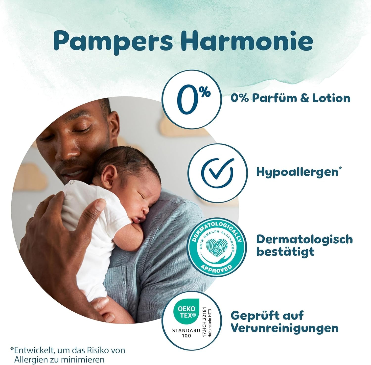 Couches Pampers Harmony taille 4, 174 couches, 9 kg-14 kg, protection douce de la peau avec protection 100 % Pampers